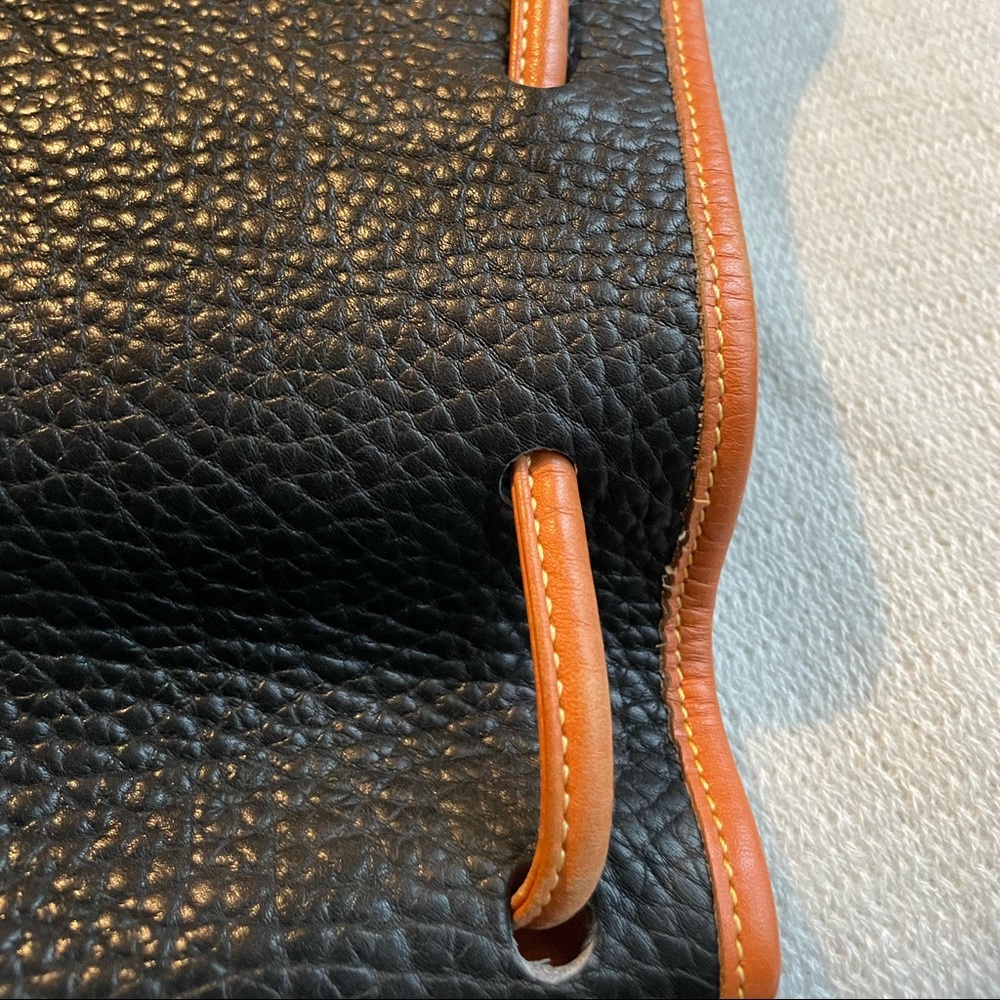 Vintage Dooney and Bourke Pebbled Leather Bucket Bag with brass accents - Picture 7 of 16